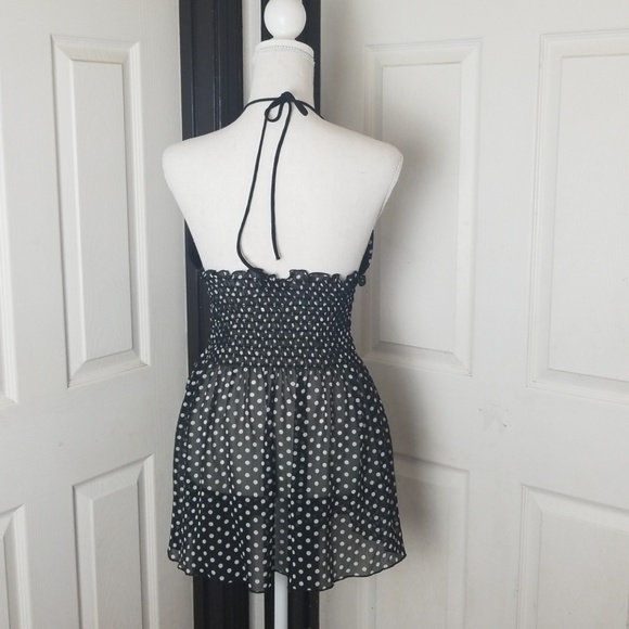 Bebe Sheer Polka Dot Babydoll Top - Sz S - Picture 2 of 4